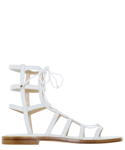 Shop Stuart Weitzman Kora Lace Up Sandals In White