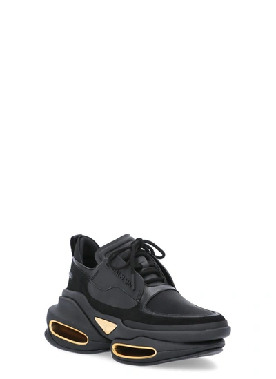 Balmain Black Leather B-bold Sneakers | ModeSens