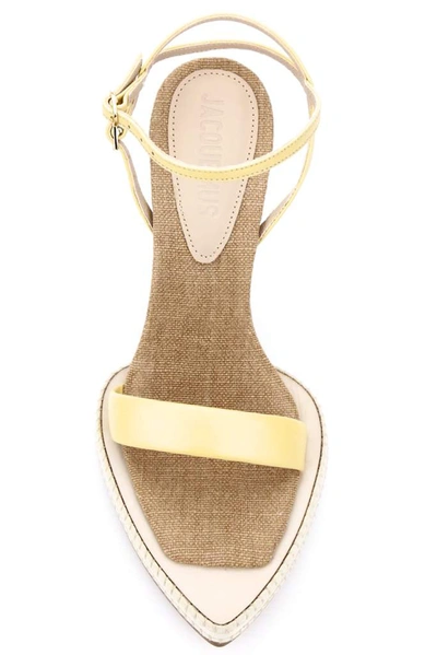 Shop Jacquemus Novio Embroidered Platform Sandals In Yellow