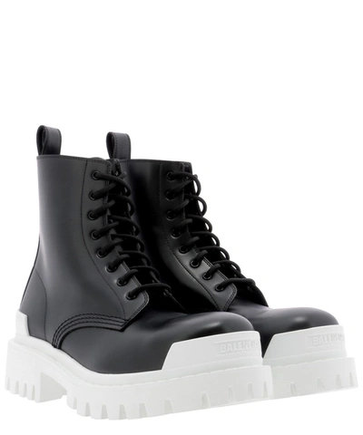 Balenciaga Strike Black Leather Ankle Boots | ModeSens