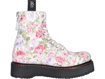 Shop R13 Floral Print Lace Up Boots In White