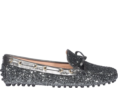 Shop Car Shoe Glittered Loafers In Grey