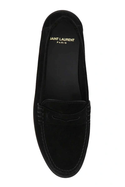 Shop Saint Laurent Le Loafer Monogram Penny Slippers In Black
