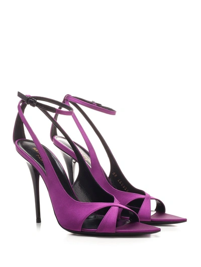 Shop Saint Laurent Topsi Ankle Strap Sandals In Purple