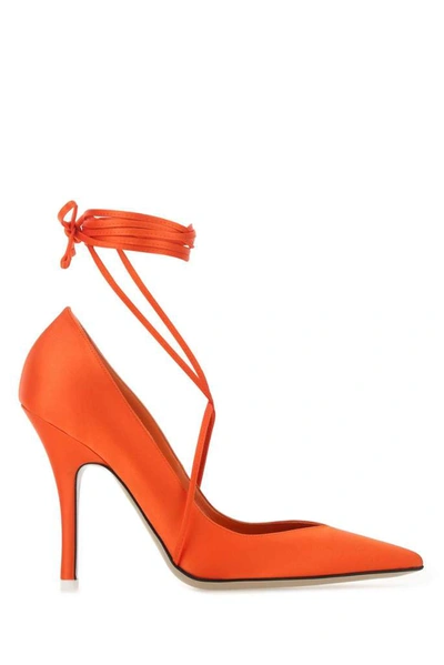 Shop Attico The  Ruby Ankle Strap Pumps In Orange