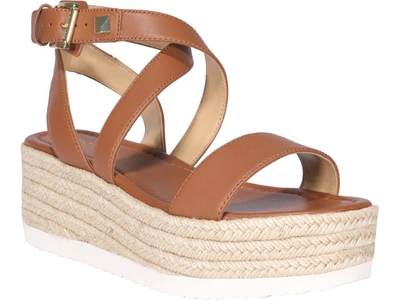 Shop Michael Michael Kors Lowry Strappy Wedge Sandals In Brown