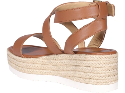 Shop Michael Michael Kors Lowry Strappy Wedge Sandals In Brown