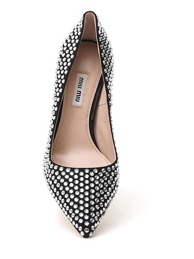 Shop Miu Miu Embellished Pointed In Black