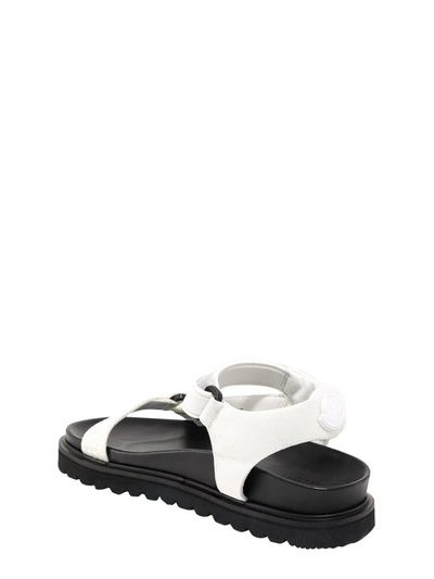 Shop Moncler Logo Strap Sandals In White