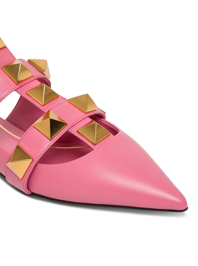 Shop Valentino Garavani Roman Stud Ballet Flats In Pink