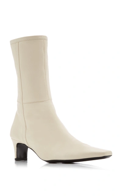 Shop Staud Women's Lars Leather Boots In White,black