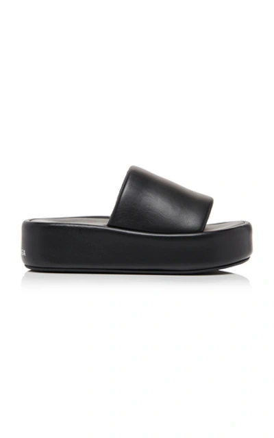Shop Balenciaga Women's Rise Leather Platform Slide Sandals In Black