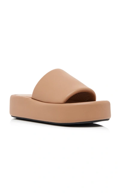 Shop Balenciaga Women's Rise Leather Platform Slide Sandals In Neutral