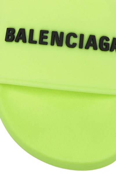 Shop Balenciaga Women's Logo-embossed Rubber Pool Slides In Yellow,pink