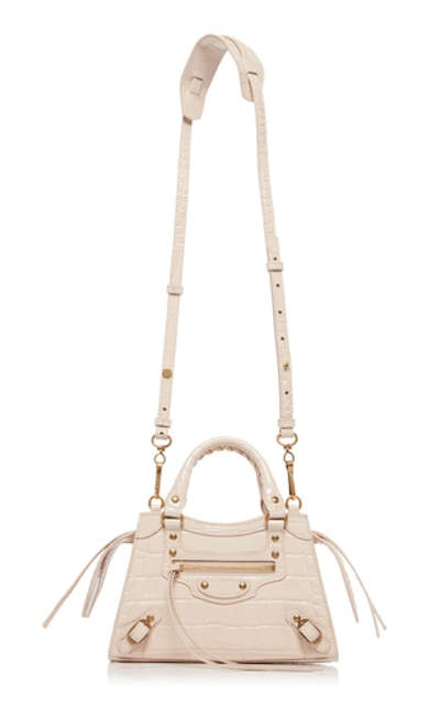 Shop Balenciaga Neo Classic City Mini Croc-effect Leather Bag In Neutral