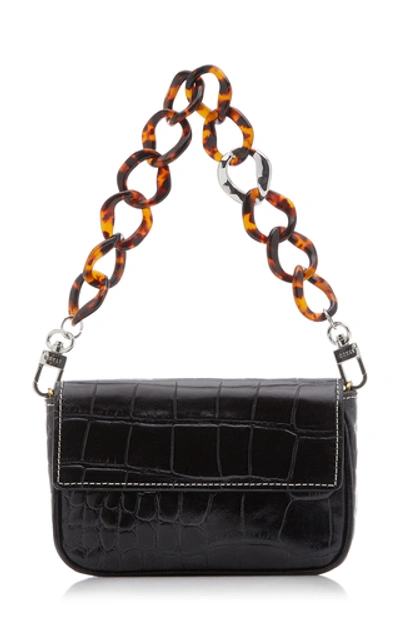Shop Staud Tommy Croc-effect Leather Shoulder Bag In Black