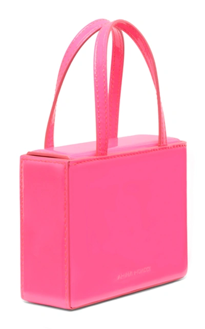 Shop Amina Muaddi Super Amini Giorgia Patent Leather Top Handle Bag In Pink