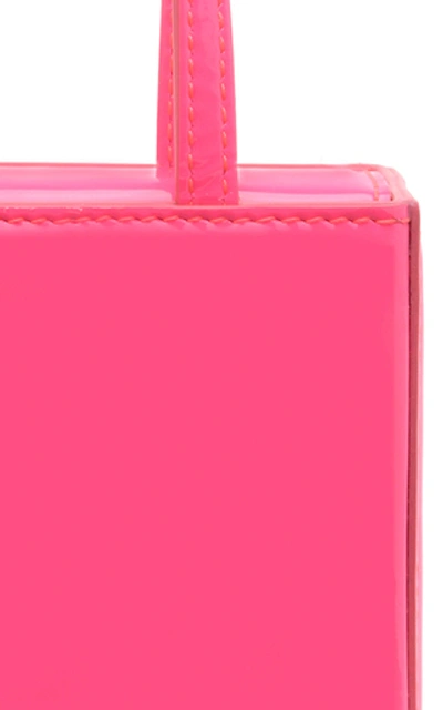 Shop Amina Muaddi Super Amini Giorgia Patent Leather Top Handle Bag In Pink