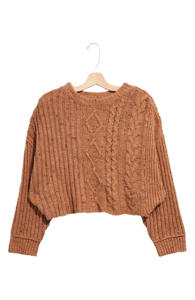 Shop Free People On Your Side Crop Sweater In Brown Sugar Combo