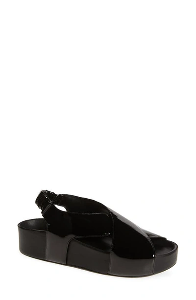 Shop Simon Miller Cross Dip Platform Sandal In Black Patent