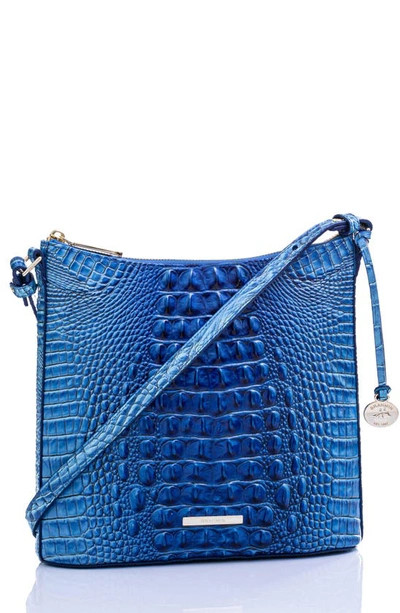 Shop Brahmin Katie Croc Embossed Leather Crossbody Bag In Electric Blue
