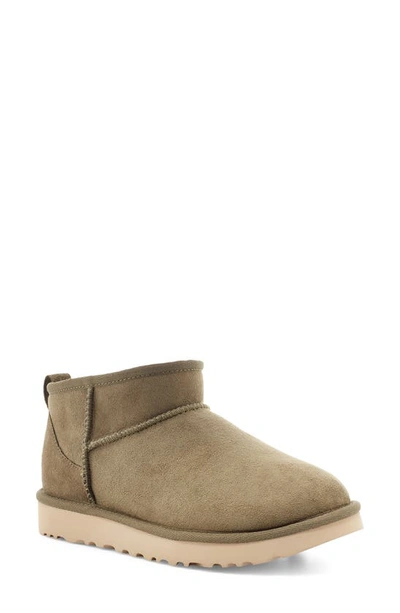 Shop Ugg Ultra Mini Classic Boot In Burnt Olive Suede