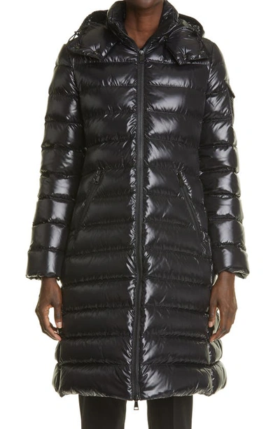 Shop Moncler Moka Water Resistant Long Hooded Down Puffer Parka In Black