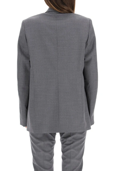 Shop Totême Toteme Oversized Wool Blazer In Grey