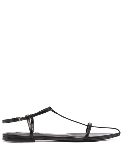 Shop Jil Sander Point-toe Leather Sandals In Black