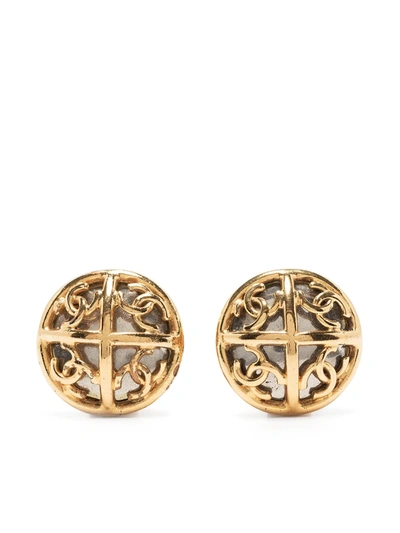 Vintage Chanel CC Logo Button Clip-On Earrings - Shop Jewelry