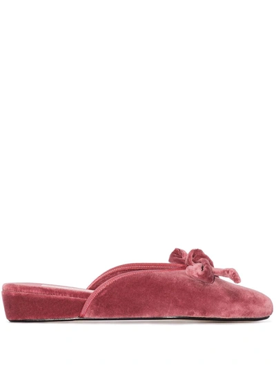 Shop Olivia Morris At Home Daphine Bow Detail Slippers In Pink