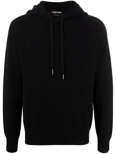 Shop Tom Ford Seamless Knitted Long-sleeve Hoodie In Black