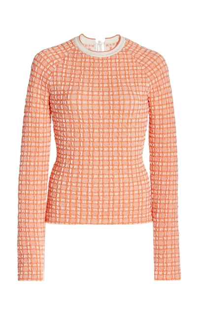 Shop Victoria Victoria Beckham Women's Slim Checked Jacquard-knit Top In Orange