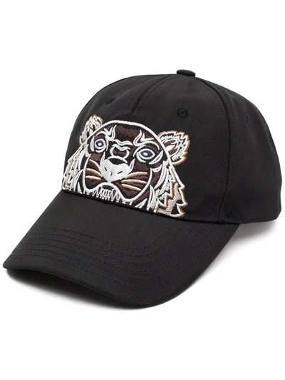 Shop Kenzo Tiger-motif Cotton Baseball Cap In Schwarz