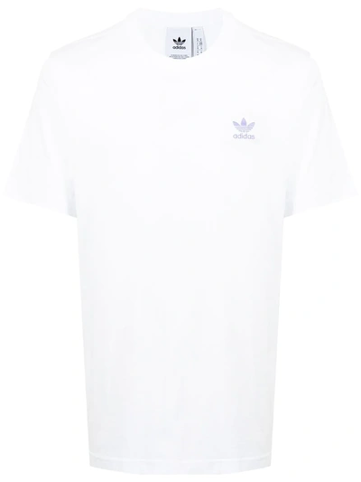 Shop Adidas Originals Essential Logo-embroidered T-shirt In Weiss