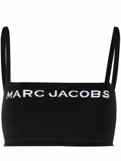 Shop Marc Jacobs The Bandeau Intarsia-knit Top In Schwarz