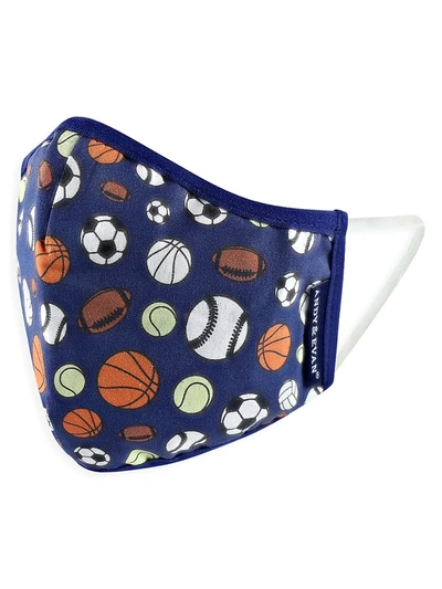 Shop Andy & Evan Kid's 4-pack Printed Cloth Face Mask Set In Navy
