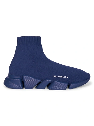 Shop Balenciaga Speed 2.0 Lt Sock Sneakers In Navy