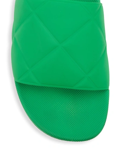 Shop Bottega Veneta Men's The Slider Patterned Rubber Slide Sandals In Grass