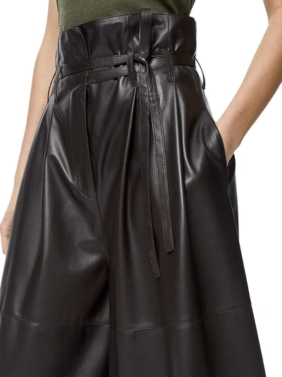 Shop Loewe Leather Paperbag Culottes In Black Brown