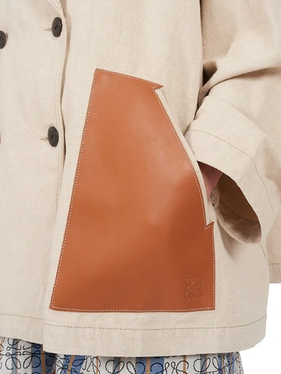 Shop Loewe Leather-accented Trapeze Peacoat In Desert
