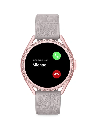 Michael Kors Gen 5e Mkgo Pink Aluminum Grey Rubber strap Smartwatch ModeSens