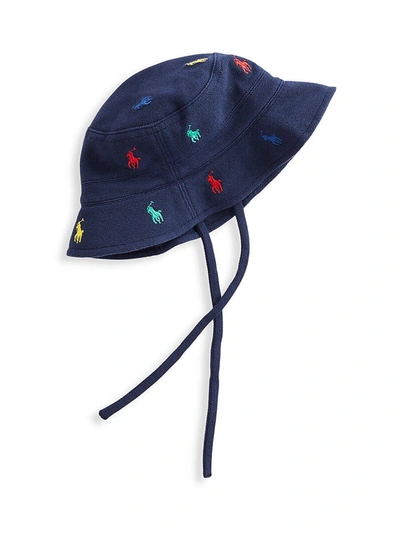 Shop Ralph Lauren Baby's Allover Logo Cotton Bucket Hat In Navy