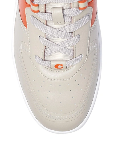 Shop Coach Citysole Leather Colorblock Court Low Top Sneakers In Bone Spice Orange