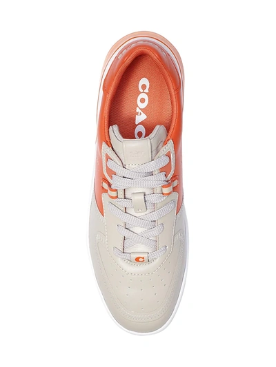 Shop Coach Citysole Leather Colorblock Court Low Top Sneakers In Bone Spice Orange