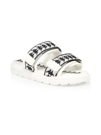 Shop Kappa Men's 222 Banda Aster Two-strap Nylon Sandals In White Black