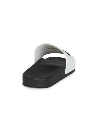 Shop Balenciaga Men's Logo-embossed Rubber Pool Slides In White Black