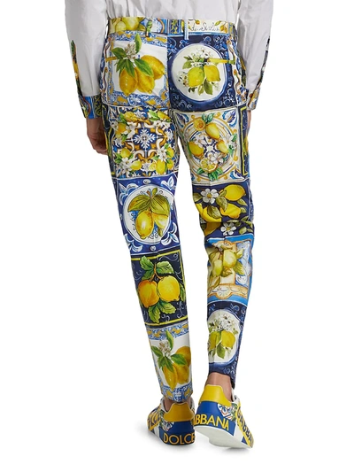Dolce & Gabbana Lemon Majolica Printed Stretch-cotton Trousers 
