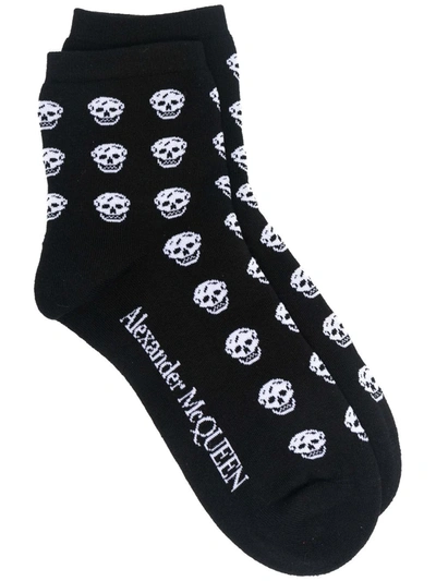Shop Alexander Mcqueen Skull-motif Ankle Socks In Black ,white
