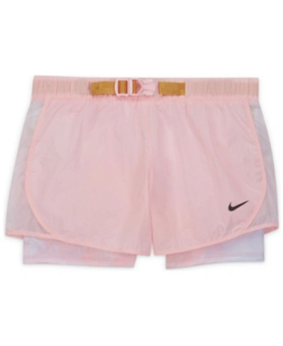 Shop Nike Big Girls Tempo Tie-dye Running Shorts In Pink Foam, Bucktan